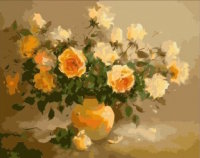Раскраска 40х50 см. MG278 Букет персиковых роз