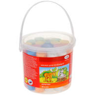 Мелки для асфальта Мультики, цветные, 20шт., 6цв., круглые, пластиковое ведро