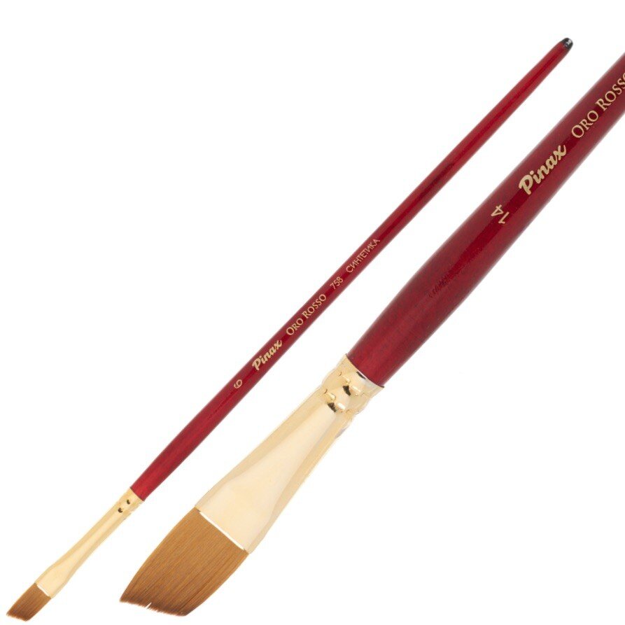 Кисть Синтетика №18 скошенная, серия Oro Rosso, короткая ручка, артикул 758018-AW