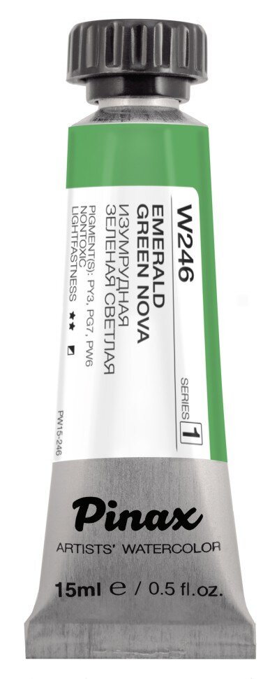 Акварель Изумрудная зеленая светлая № 246 Pinax Artist's в тубе 15 мл