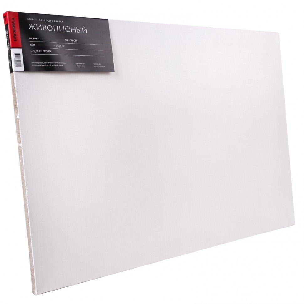 Холст на подрамнике 50х70 см, лён Туюкан, среднезернистый,