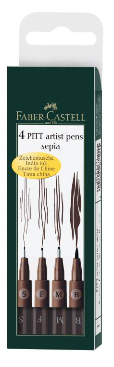 Набор капиллярных ручек PITT® ARTIST PEN СЕПИИ Оттенки, в футляре, 4 шт.