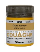 Гуашь Охра желтая № 242 Pinax в банке 40 мл