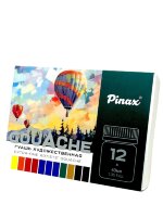 Гуашь в наборе 12 цветов Pinax в банках 40 мл. Набор №1, артикул PAG4012-01