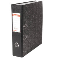 Папка-регистратор 70мм, мрамор, с карманом на корешке, нижний метал. кант, черная