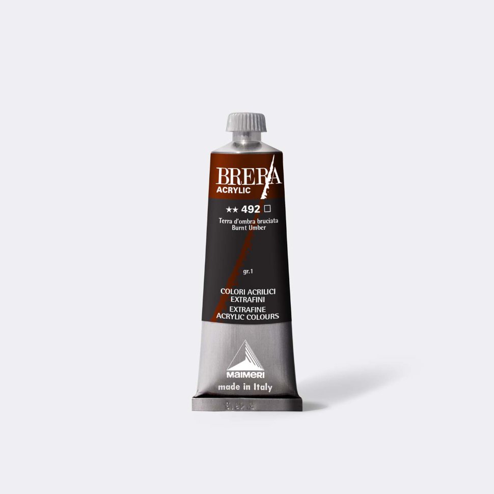 Акрил худож.BRERA №492, Земля умбры жжена, 60мл