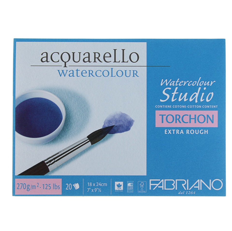 Блок STUDIO TORCHON 18х24см, 20 листов, 270 гр/м2, Fabriano