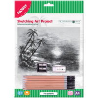 Набор для рисования скетча "На закате", A4, карандаши, ластик, точилка, картон