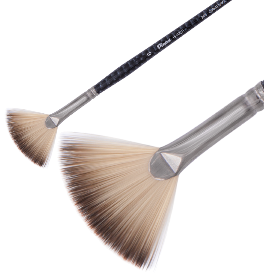 Кисть Синтетика веерная № 6, Hi-Tech, короткая ручка, артикул 243006